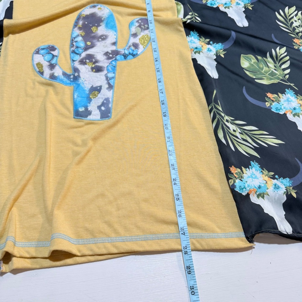 Wanderer by Southern Grace Yellow Cactus Kimono Sleeve Top Western Boho Large - Picture 4 of 4